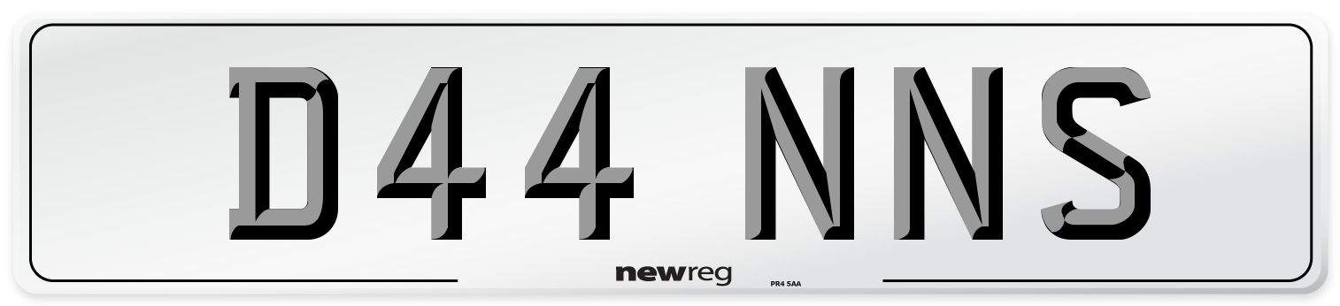 D44 NNS Number Plate from New Reg